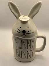 Rae Dunn by Magenta "Hunny Bunny" WHITE Mug with Bunny Head Topper
