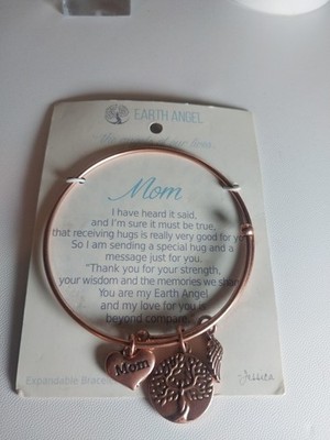 Mom Earth Angel Bracelet Expandable Heart Tree Wings New