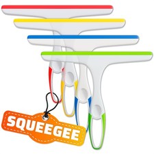 4Pcs 9.5 Hand Squeegee for Shower Glass - Durable Plastic Grip, Random Colors