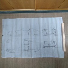 Copia di un disegno su lucido di vetture Ferrari 550 Testa Rossa. Strappi
