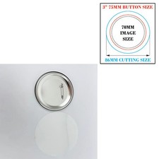 3" 75MM DIY Badge Button Metal Pin Parts 100pcs/set Badge Maker