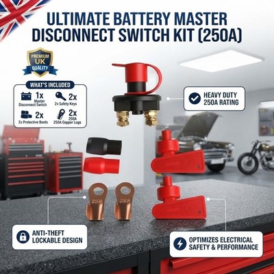 200 AMP Batterie Trennschalter für PKW, Boote & LKW - Komplettset