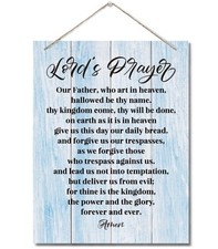 Inspirational Wood Art Signs, Lord's Prayer Wall Sign, Hanging Printed white