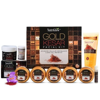 NutriGlow Gold Kesar Facial Kit with Bleach Cream & Face Wash 250gm + 10ml