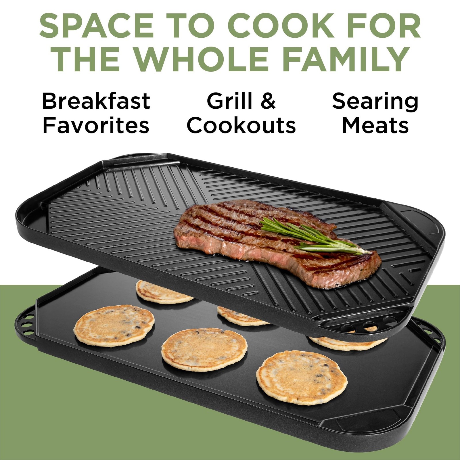 Ecolution Reversible Grill/Griddle Pan, Non-Stick, Dishwasher Safe, Double Bu...