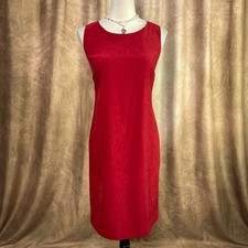 Vintage Shift Dress 90s Red Sleeveless Midi Soft Shell Mod Punk Classic Vampy