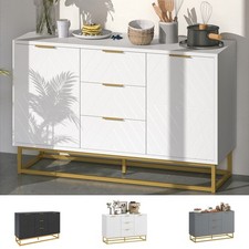 Modern Sideboard Storage Cabinet with 3 Drawers and Adjustable Shelves
