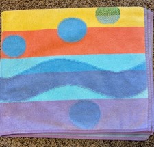 Terri Sol Cotton Spring Color Bold Wavy Abstract Summer Ocean XL Beach Towel