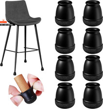 8Pcs round Table Chair Leg Floor Protector Foot Cover Black Anti- Slip Silicone 