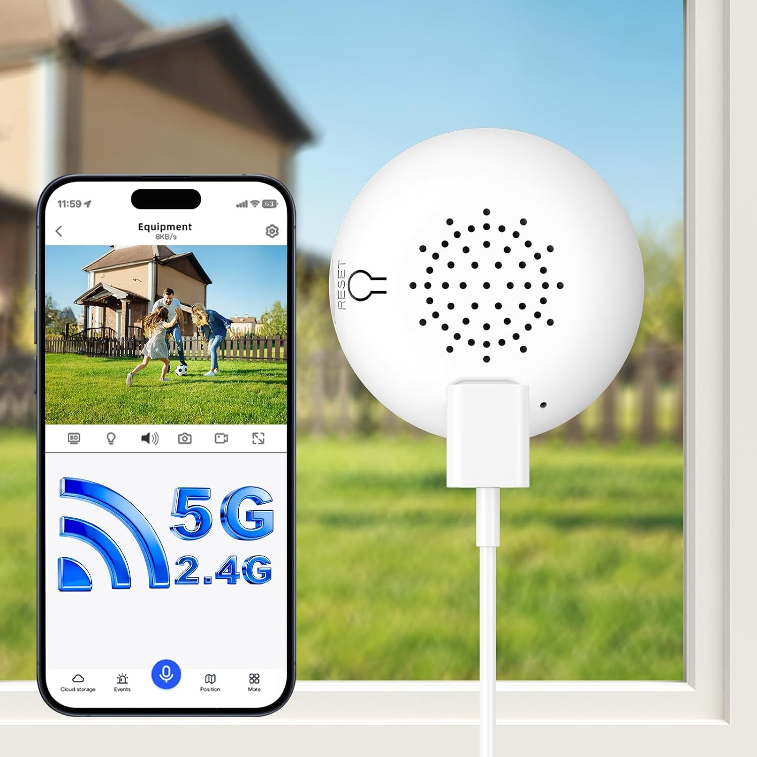 Window Camera No-Drill 2K Ultra HD Window Security Camera with 5G/2.4G Wifi, Enh