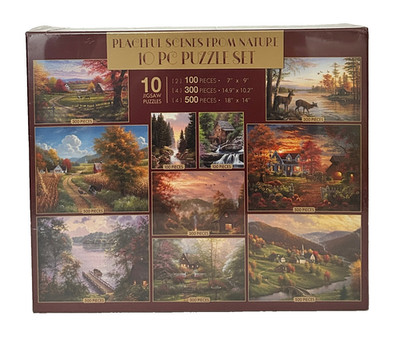 Peaceful Scenes From Nature 10 Piece Puzzle Set, Brand New in Shrink Wrapped Box
