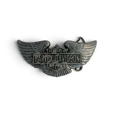 Vintage 1970s Harley-Davidson Winged Bar Shield Belt Buckle 613 Silver Tone HD