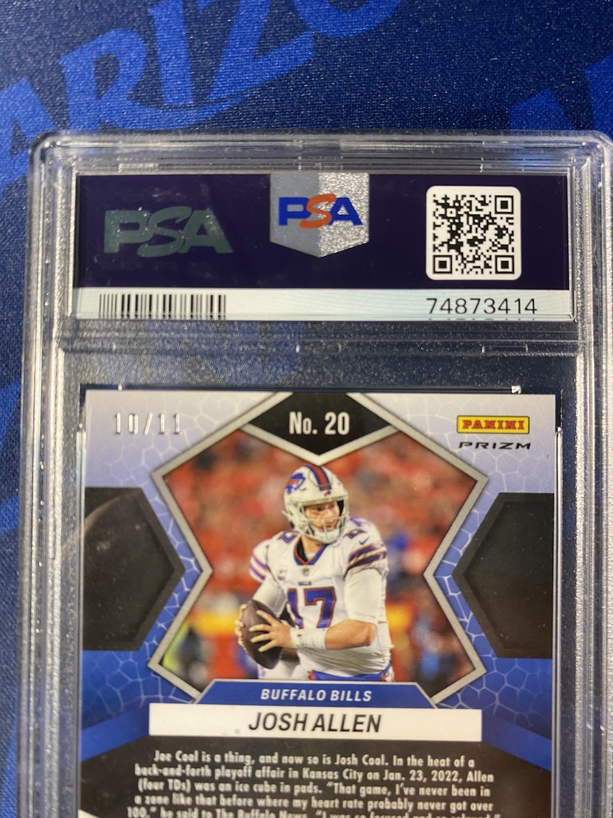 2022 Panini Mosaic Josh Allen #20 Green Swirl Mosaic Prizm /11 PSA 10 74873414 view 7