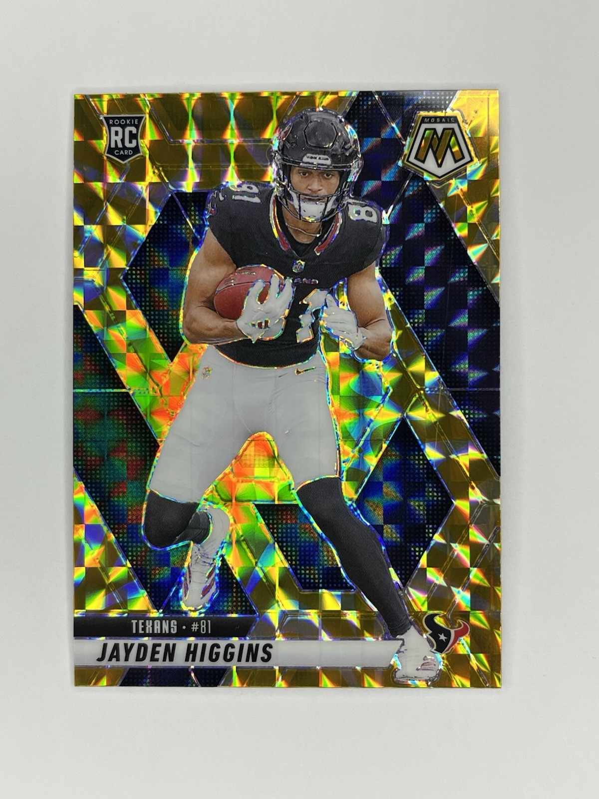 2025 Panini Mosaic Jayden Higgins Rookie Card #346 YELLOW REACTIVE PRIZM (RC)