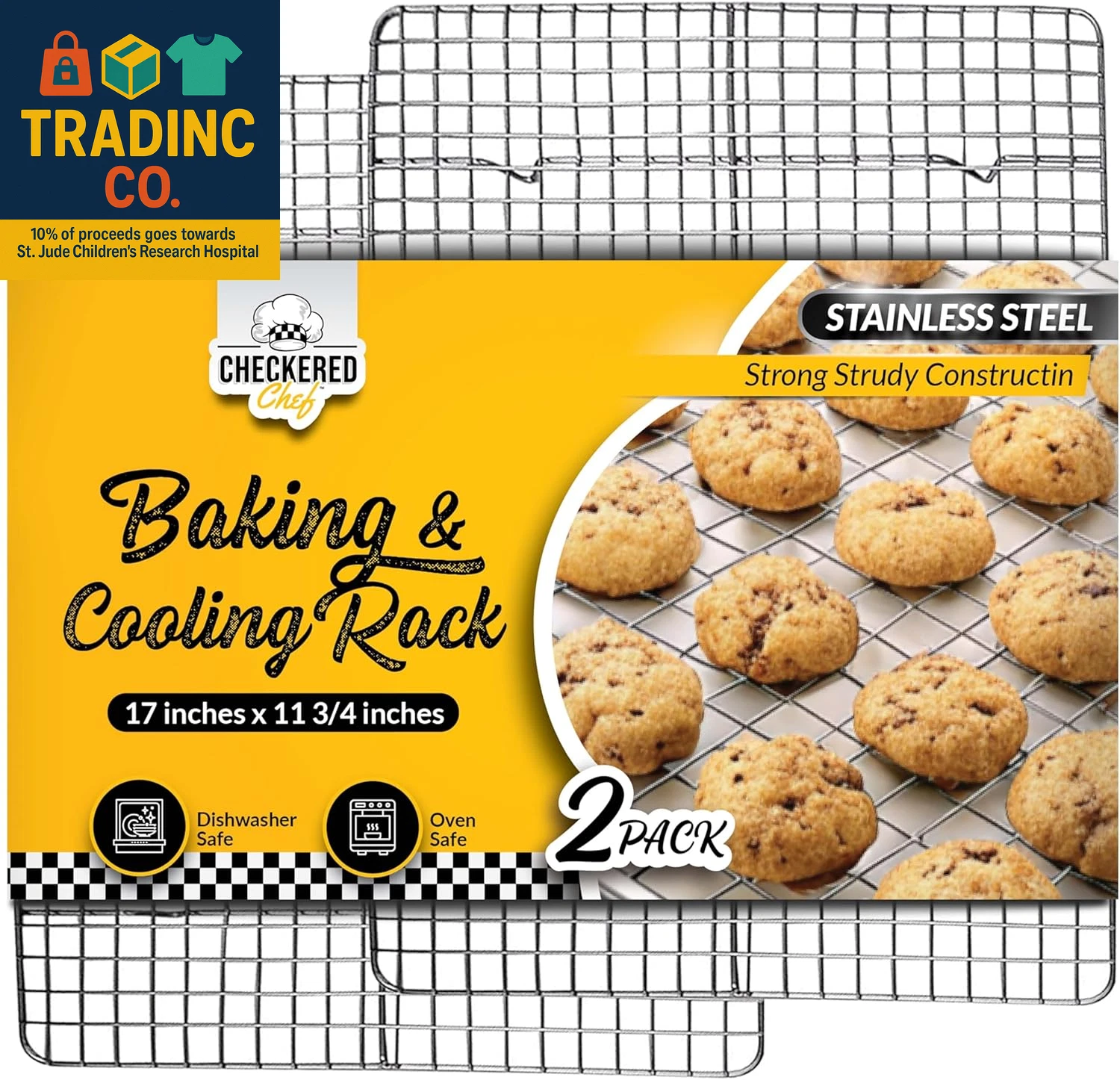 Cooling Rack for Cooking and Baking - 11 ¾" X 17 Set of 2 Stainless Steel, Oven
Opens in a new windo