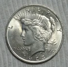 1923 P Peace Silver Dollar. Estimated Uncirculated Mint State 62.  A0975.
