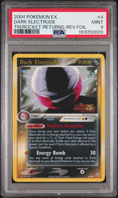 2004 POKEMON EX TEAM ROCKET RETURNS #4 DARK ELECTRODE-REVERSE FOIL PSA 9