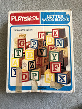 Vintage c. 1979 Playskool Wooden Alphabet Blocks 232