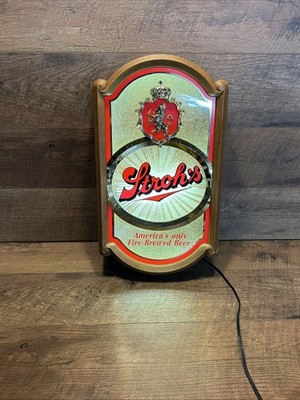 Vintage 1985 Stroh's Fire-Brewed Beer Advertising Lighted Sign 18x11 