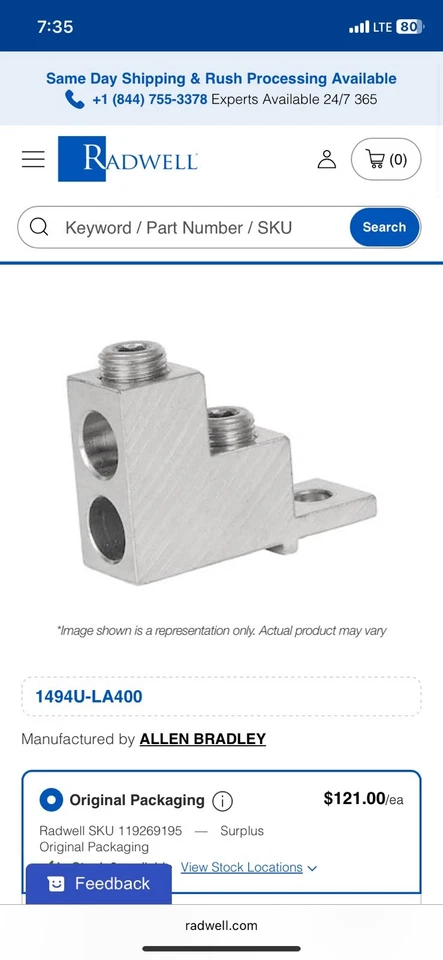 Allen Bradley 1494U Lug Connector - Image 2 of 2