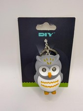 Cute Owl Keychain PVC Animal Key Ring Bag Charm Pendant Gift Grey