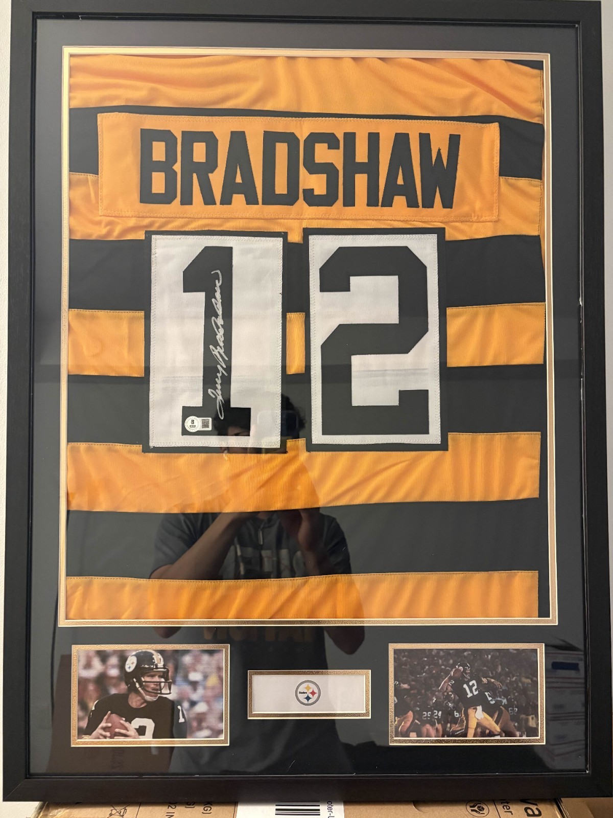 Terry Bradshaw Autographed Signed Pittsburgh Steelers () Framed Custom Steelers BB Jersey (31 x 23) | Beckett BAS 