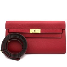 Hermes Kelly To Go U Stamp Long Wallet Pouch Epsom Bordeaux Gold 2022 Leather