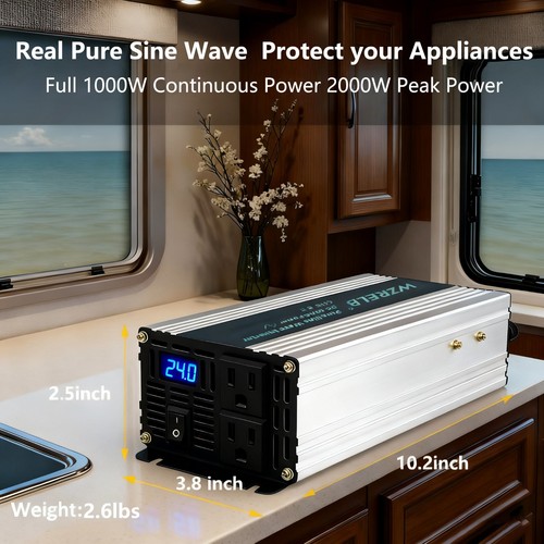 WZRELB 1000W 12VDC zu 110V120V AC Reiner Sinus Wechselrichter Haus Wohnmobil Camp Neu - Bild 4 von 8