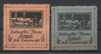 823438) 2 Vignettes Christmas Fair Stuttgart 1912