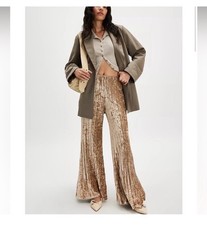 Free People Star Sign Velvet Wide Leg Pants Sz S Pre Owned