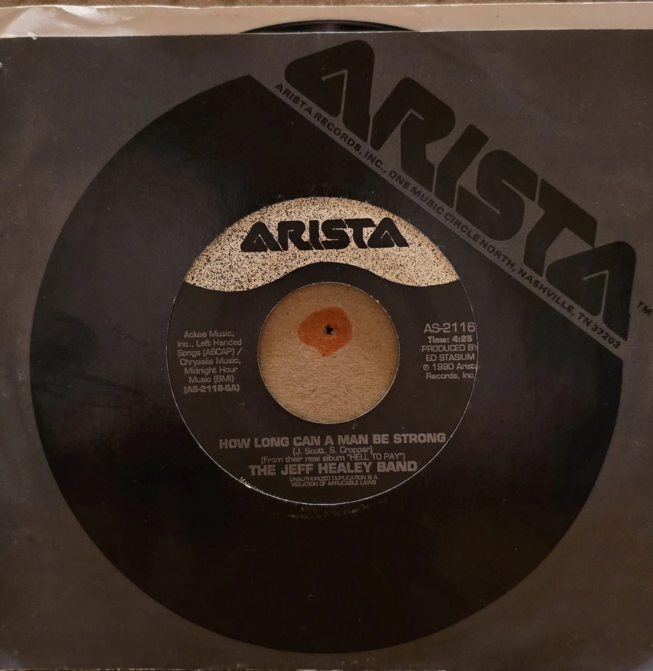 The Jeff Healey Band - How Long Can a Man Be Strong/Full Circle - 45 RPM 7" Aris - Image 3 of 3
