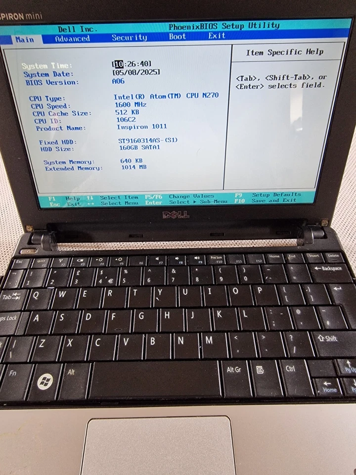 Dell Inspiron Mini 1011 Intel Atom N270 1.6GHz 160Gb HDD 1GB Ram No Battery - Image 3 of 4
