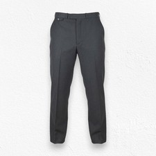 1970s Vintage Dark Gray Charcoal Wool Blend Dress Pants 38x30 High Rise Wide Leg