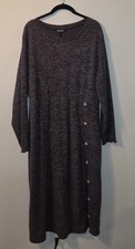 BloomChic Knit Maxi Dress Gray Button Accent Long Sleeve Round Neck Size 18-20
