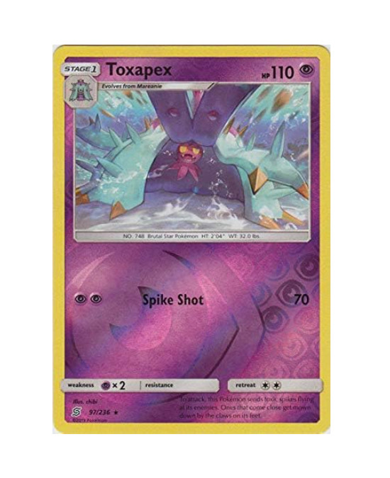 Toxapex - 97/236 - Unified Minds - Reverse Holo Rare  - NM/M