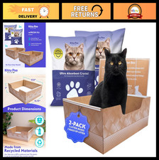 Disposable Cat Litter Box 2-Pack with Fine-Grain Silica Litter, Leak-Proof, Odor