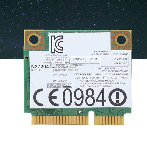 BCM943228HMB Dual Band 300M Mini PCI-E Network Card For PC 04W3746 NEW - Afbeelding 5 van 9