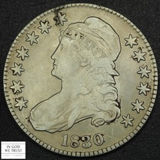 1830 Capped Bust Silver Half Dollar 50C - Cleaned