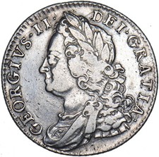 1747 Shilling - George II British Silver Coin - Nice
