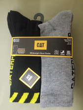 New Mens CAT Caterpillar 6 pair Mid Weight Crew Boot Socks.