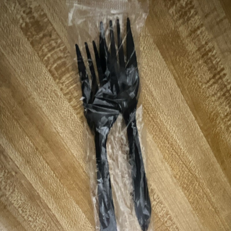 Black Glossy Plastic Forks Set