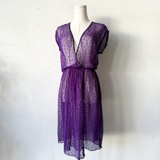 VTG Late 70s ~ 80s Gianni Versace Sheer Purple Chiffon Wrap Top/Dress Desinger