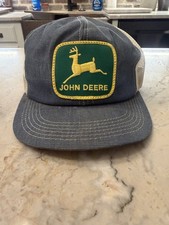 Vintage John Deere Denim Tractor SnapBack Trucker Hat Cap Made In USA K Products