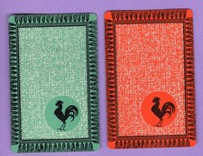 2 Single Swap Playing Card VINTAGE PAIR #13 ROOSTERS FARM BIRD DECO SiLHOUTTES