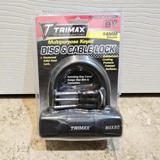 TRIMAX Max60 Multipurpose Keyed Disc & Cable Lock Motorcycle Bicycle Lock Steel