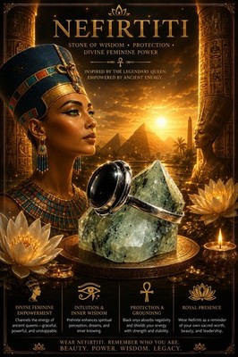 Queen of the Nile Ring Nefertiti s Eye Gemstone Onyx Reiki Charged Powerful  8