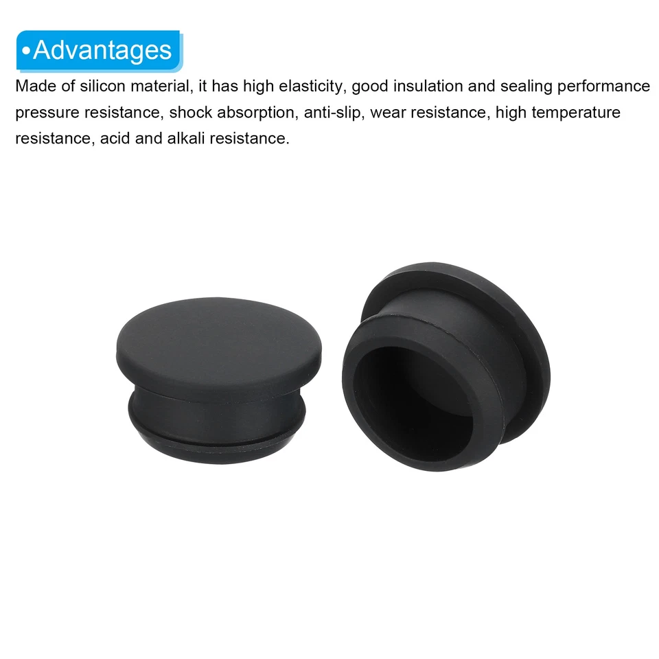 5 tapones de orificio de silicona tipo empotrado panel tapones de orificio redondo 26 mm de diámetro negro Foto 4 de 4