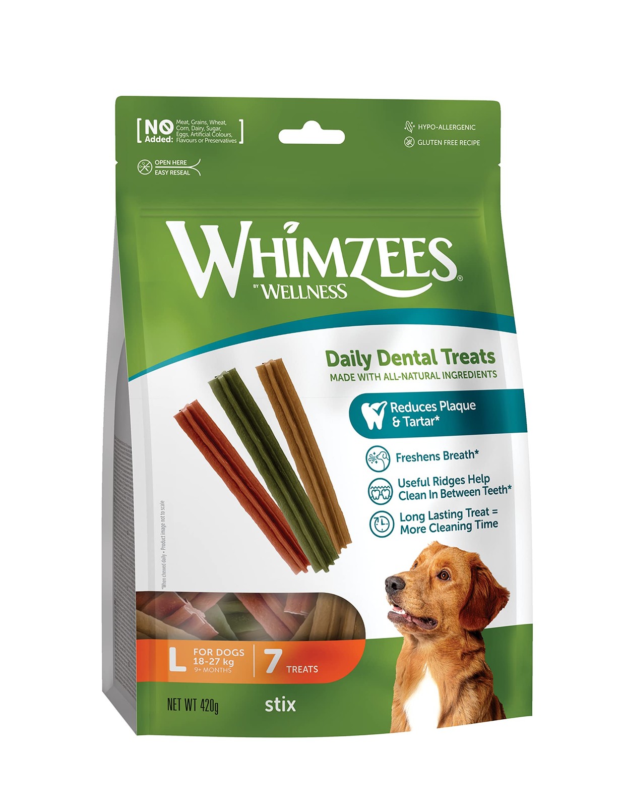 WHIMZEES Stix L, 7 Pieces – Size L | Long-lasting Dog Dental Sticks for Large Breeds, Natural and Grain Free, Rawhide-Free, Vegetarian, No Added Sugar - Image 2
