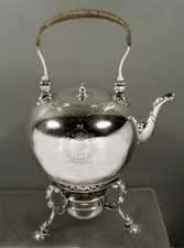 English Sterling Silver Teapot & Stand 1865 RARE MAKER