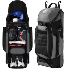 Catchers Gear Bag with Wheels, 99L Large Capacity Rolling Baseball Bag with M...